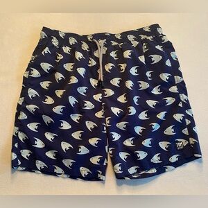 Tom & Teddy Swim Trunks Men’s X-Large  Deep Blue Angel Fish  Mesh Liner #